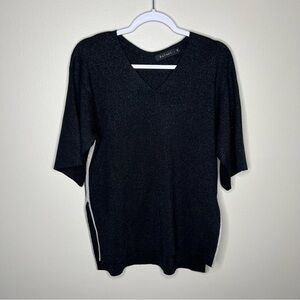 Baloot Black Gold Metallic‎ Shimmer Short Flare Sleeve Sweater